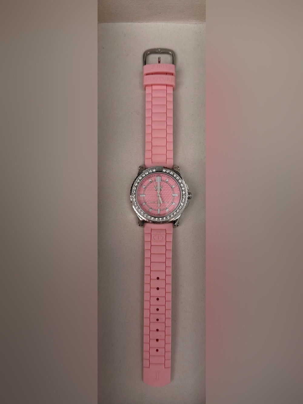 Juicy Couture Pink Crystal Bezel Silicone Strap Watch